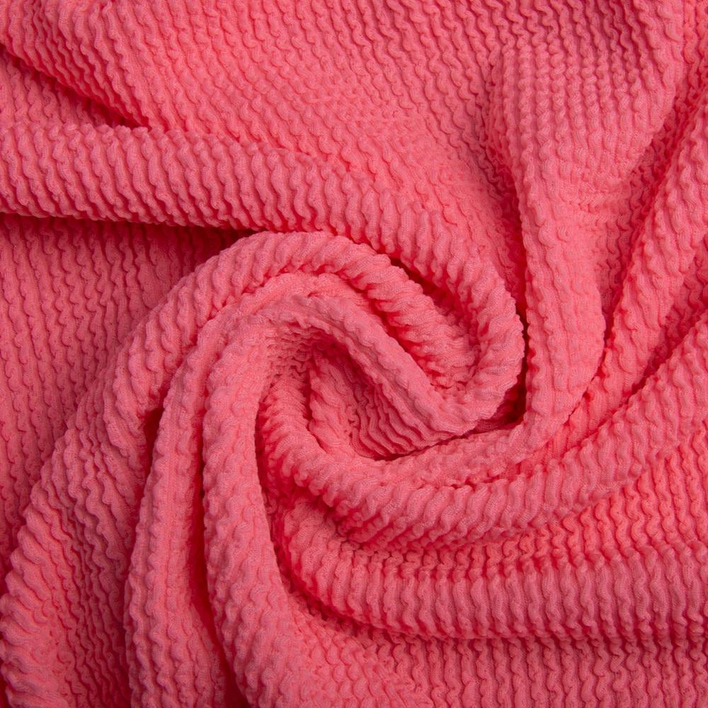 Ткань трикотаж Бифлекс фактурная гофрированная жатка Фламинго (20007)