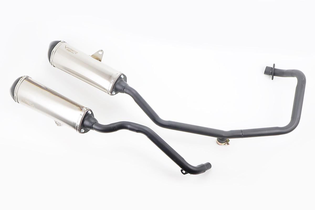 Глушитель к мотоциклу Viper-Zongshen V200-F2 V250-F2 в сборе с приемными трубами двухбаночный