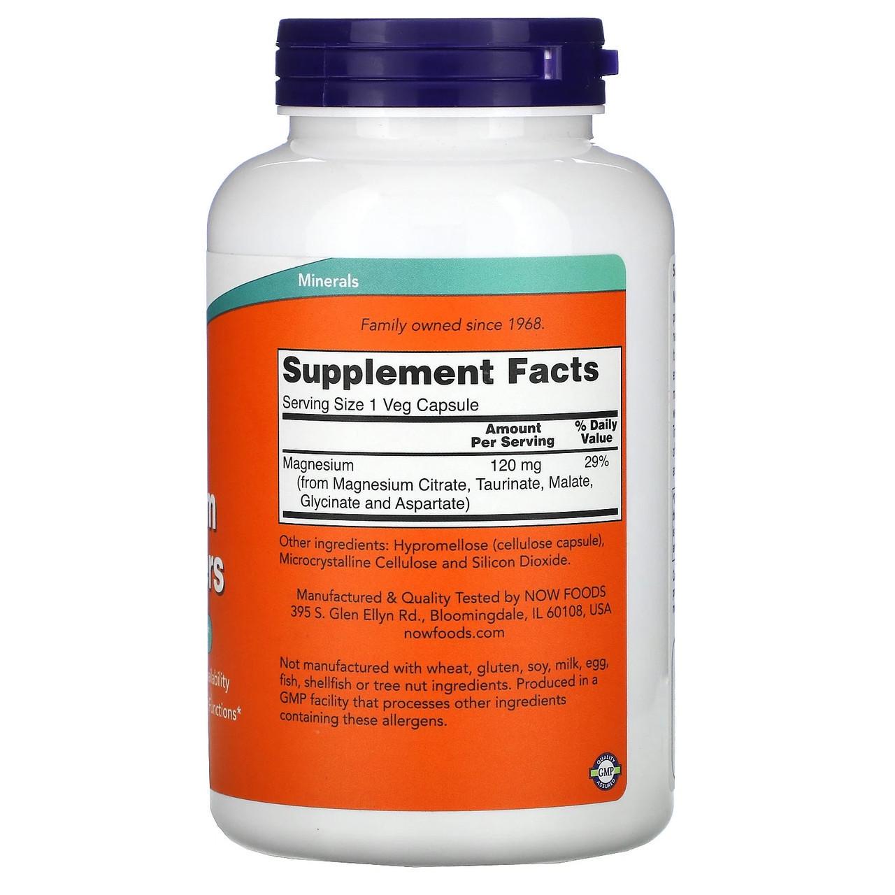 Переносчики магния Now Foods Magnesium Transporters для нервной системы 180 вегетарианских капс. 120 мг (1338461410) - фото 2