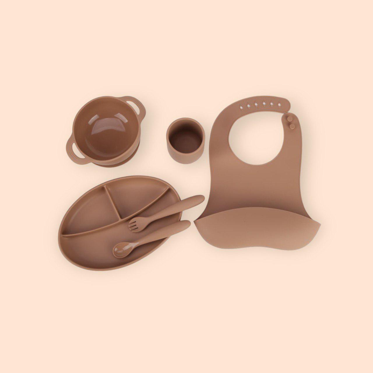 Комплект силіконового посуду для дітей 6 пр. Brown (11169134) - фото 3 Комплект силіконового посуду для дітей 6 пр. Brown (11169134) - фото 3