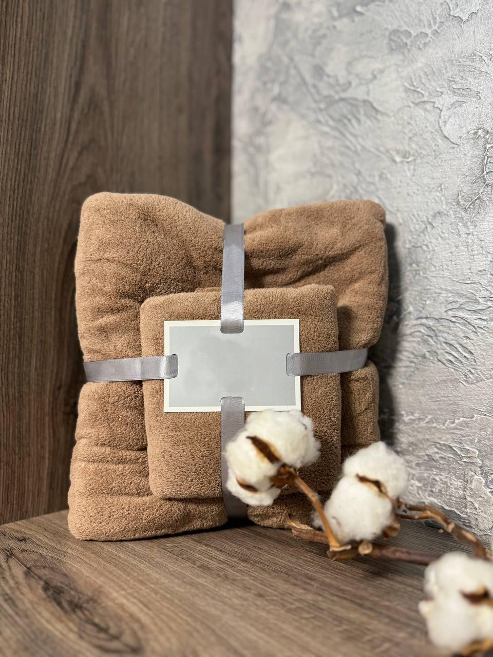 Набор полотенец Mallory Home из микрофибры 50х90+70х140 см 2 шт. Светло-коричневый (AL-rushnik-2-05)