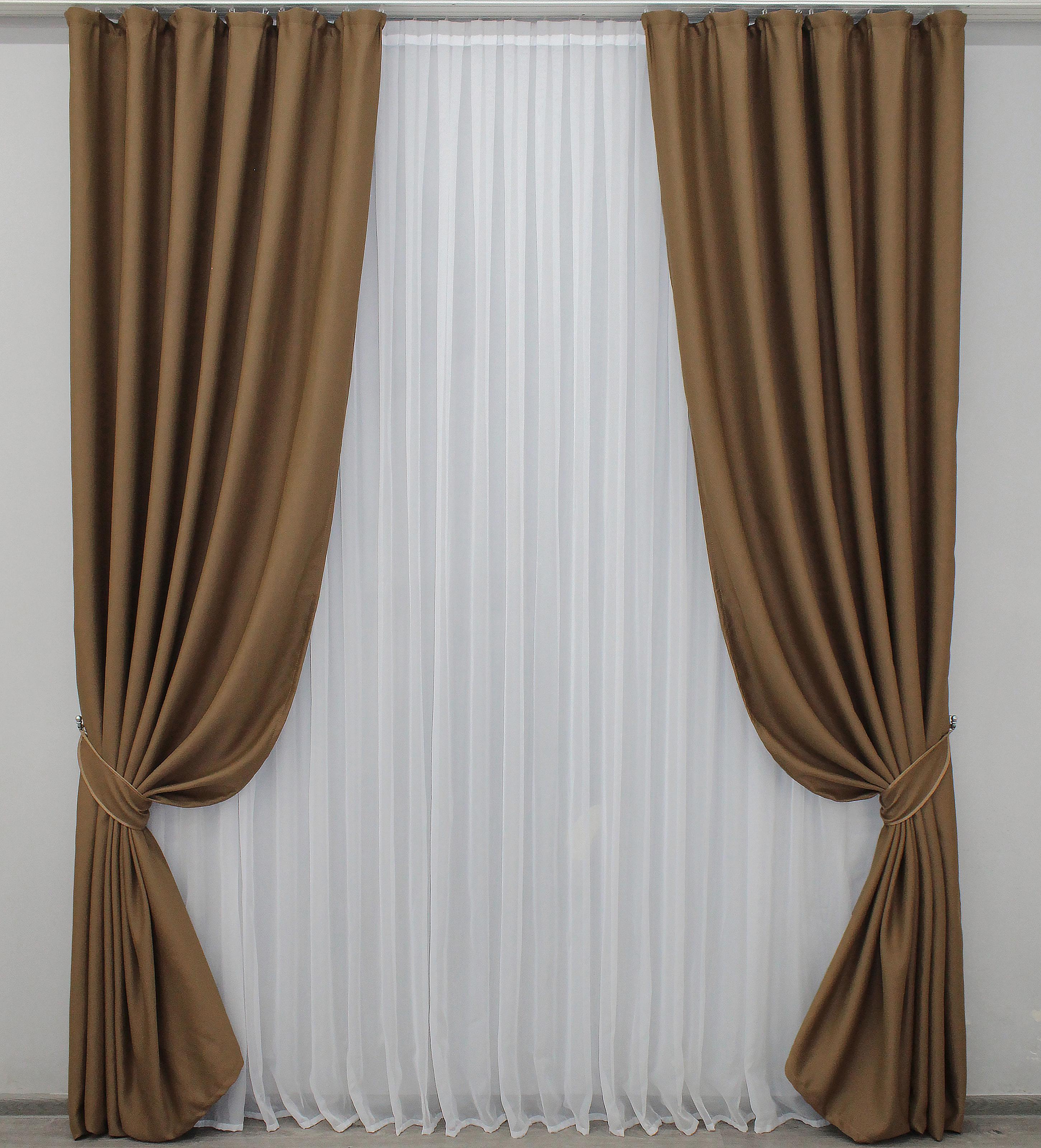 Комплект штор VR-Textil Bruno XO № 1163ш 100х270 см 2 шт. Коричневый (31-452)