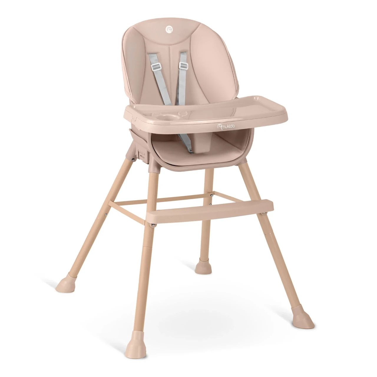 Стул для кормления ребенка NukidoTilo со съемным столиком регулируемыми ножками ремнями безопасности и мягким сиденьем Розовый