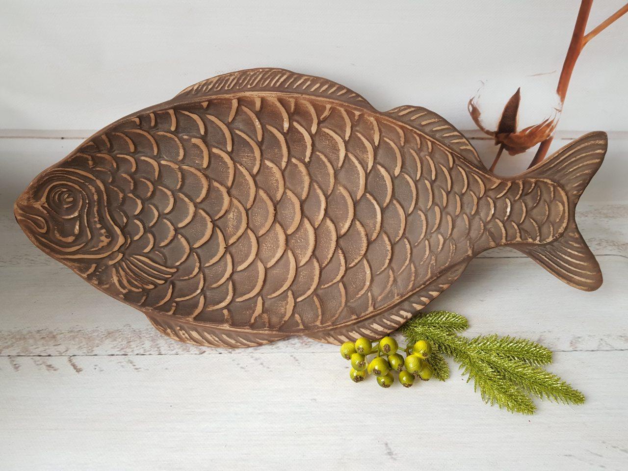 Блюдо для рыбы из красной глины 50 см (862142965) - фото 4