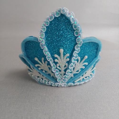 Обруч на голову новогодний/карнавальный Корона Снежная ночь ручной работы Голубой (210112)