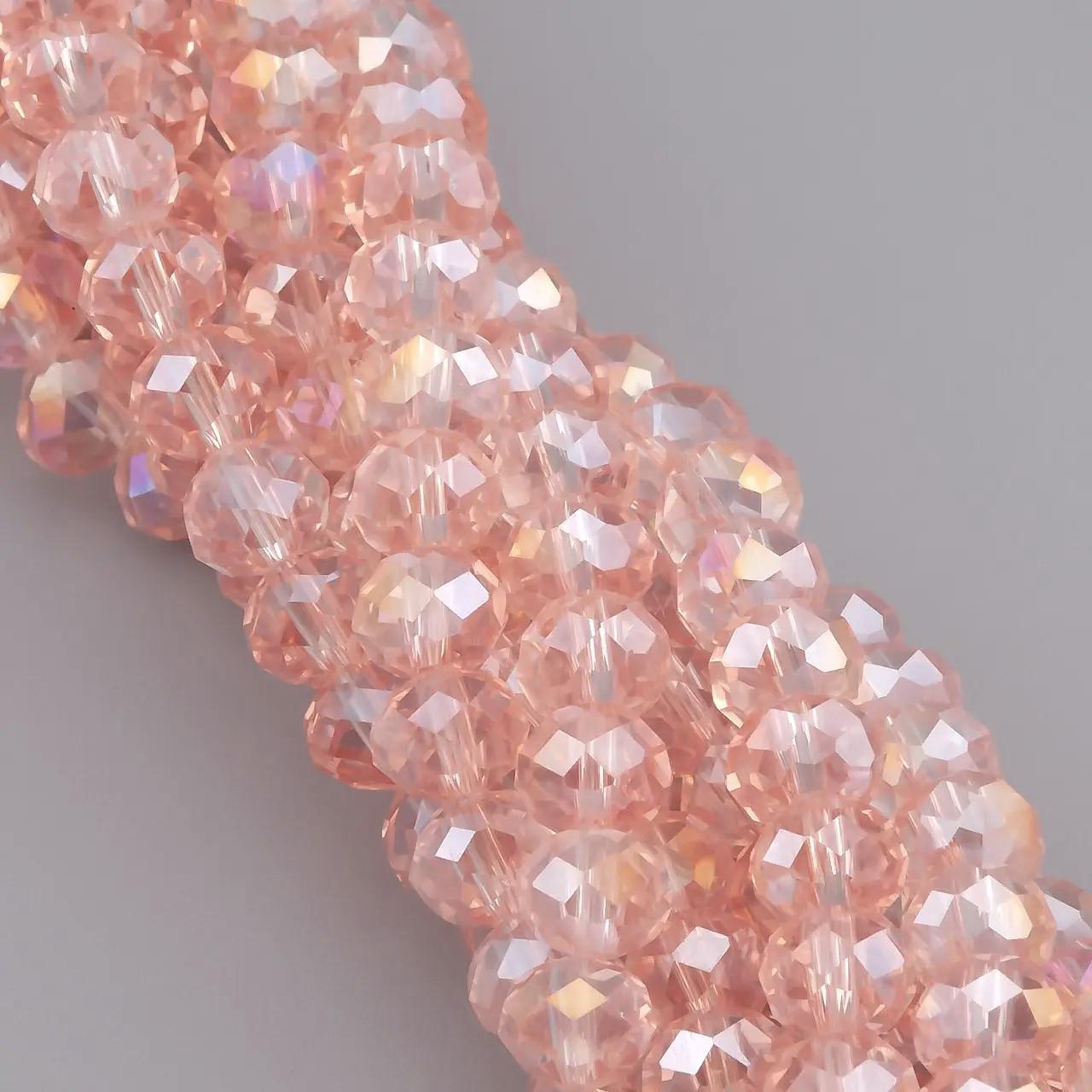 Бусины Swarovski огранка рондель АВ 8х6 мм 42 см 65 шт. Пудровый/Прозрачный (БС8050а53)