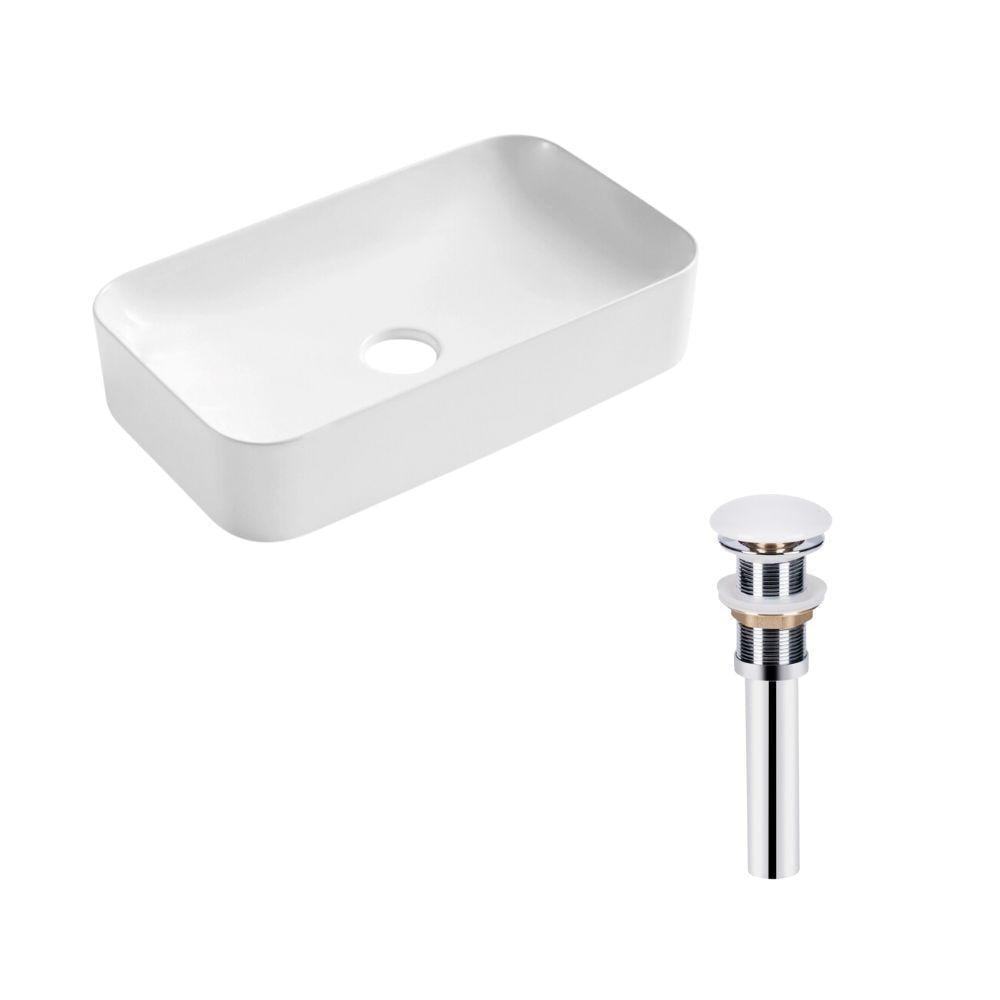 Раковина Qtap Tern накладная прямоугольная 605x350x140 мм WHITE/донный клапан PU02