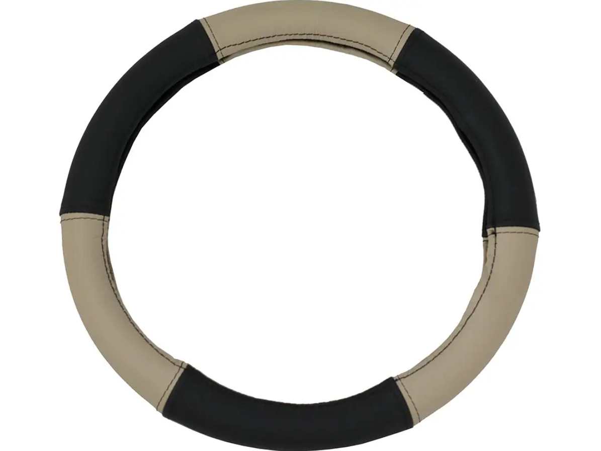 Чехол на руль из натуральной кожи Pok-ter Cooly M 37-39 см Бежевый/Черный (9886018)