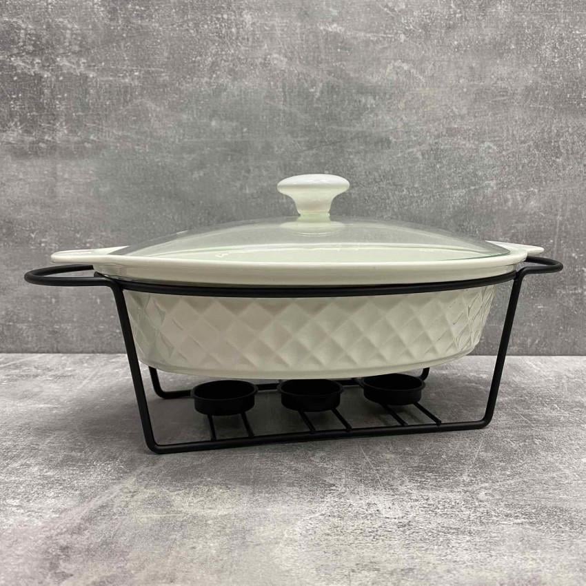 Марміт керамічний Maestro овальний з чорною підставкою 32,5 см (MR-11359-74)