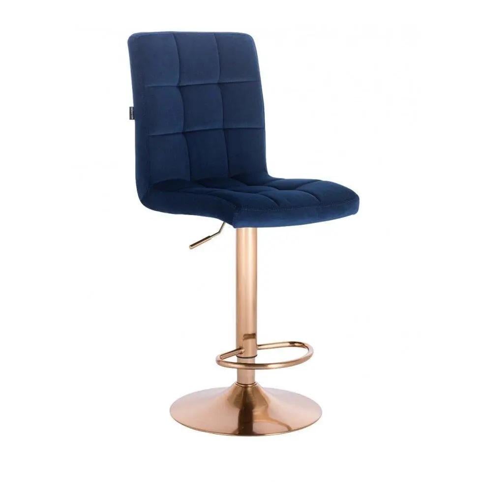 Стілець барний хокер Votana Hr7009W Темно-синій/Золотий
