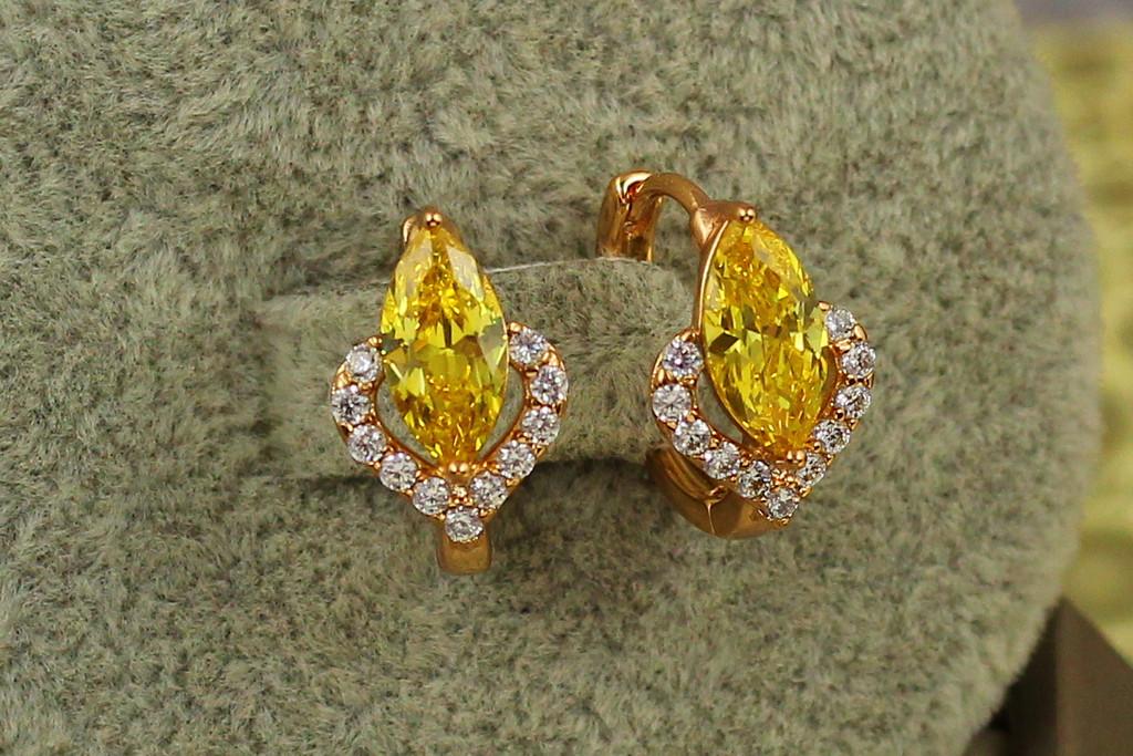 Серьги Xuping Jewelry маркиз с камнем 1,4 см Золотой/Желтый (1946622024)