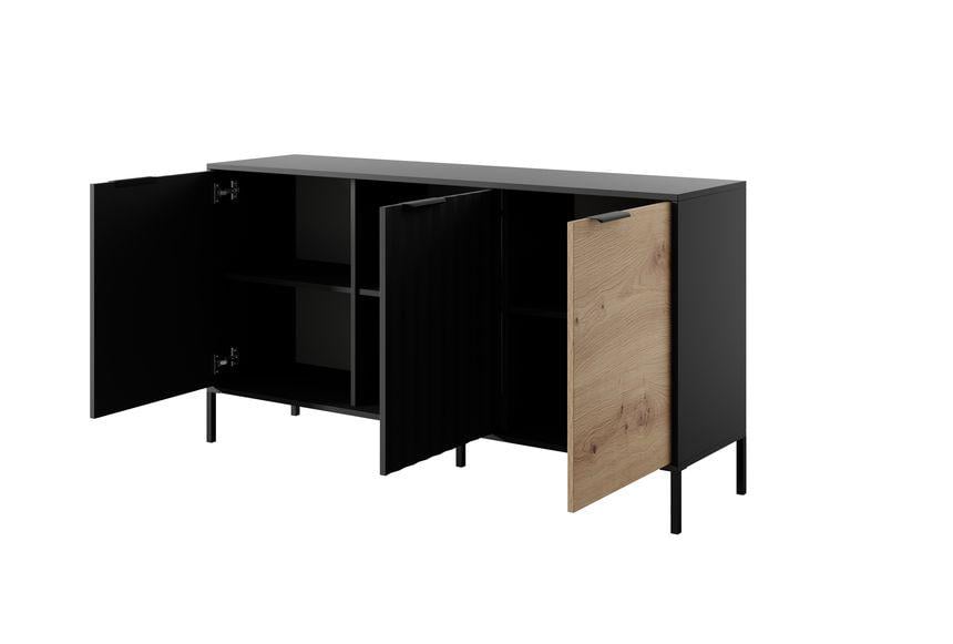 Комод Perfect Home Rave 3D/153 3-дверний Чорний/Дуб артизан (PFH-091091) - фото 7 Комод Perfect Home Rave 3D/153 3-дверний Чорний/Дуб артизан (PFH-091091) - фото 7