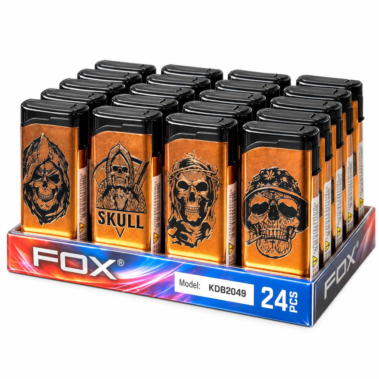 Зажигалка Fox KDR 204 Jet Turbo скелеты 24 шт. (000006576)