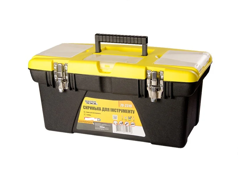 Ящик для инструмента MasterTool 19" 480х250х230 мм со съемными органайзерами и металлическими замками (79-2319)