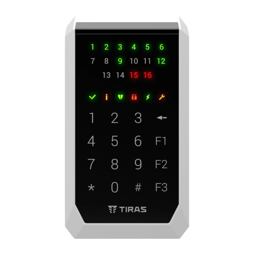 Клавіатура сенсорна світлодіодна TIRAS K-PAD16 до 1000 м 16 індикатор зон Чорний (351f4f71) - фото 2 Клавіатура сенсорна світлодіодна TIRAS K-PAD16 до 1000 м 16 індикатор зон Чорний (351f4f71) - фото 2