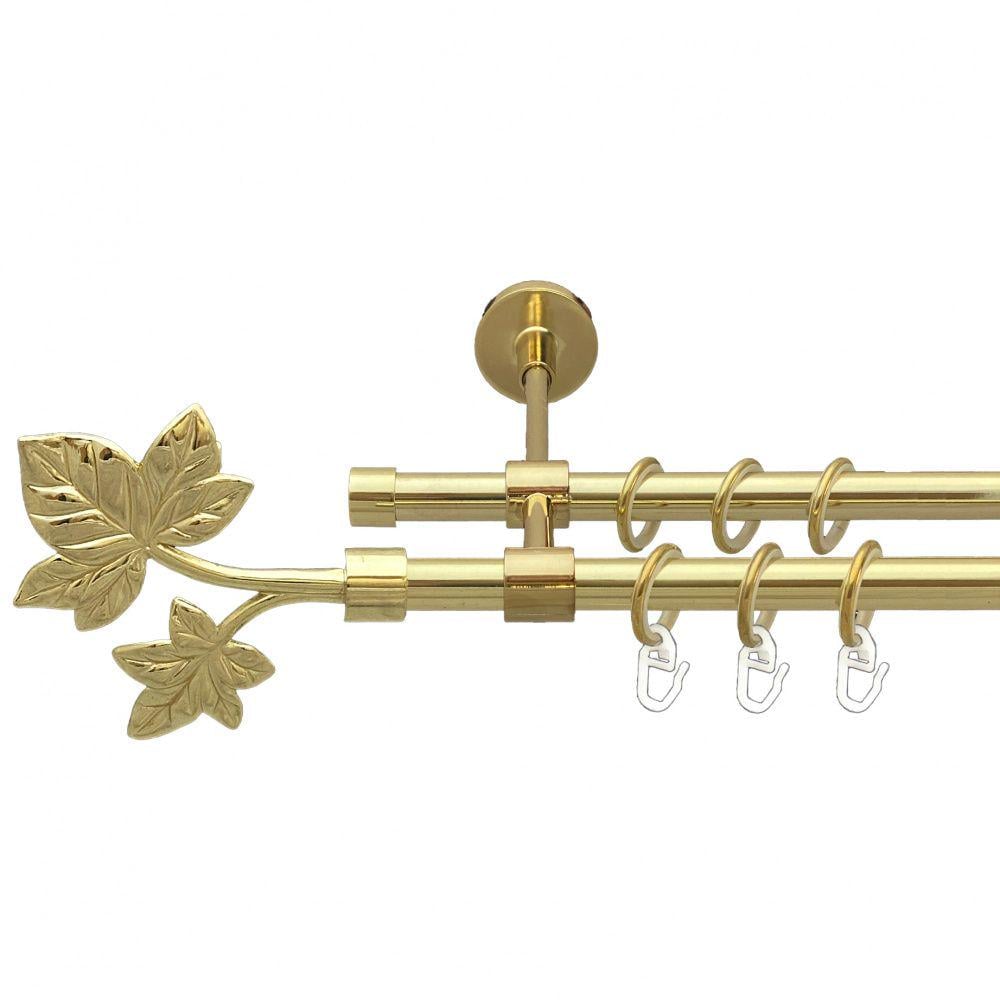 Карниз металлический Orvit Листок двухрядный закрытый/гладкая труба/кольцо металлическое Золото 16/16 мм 240 см (00-00014525)