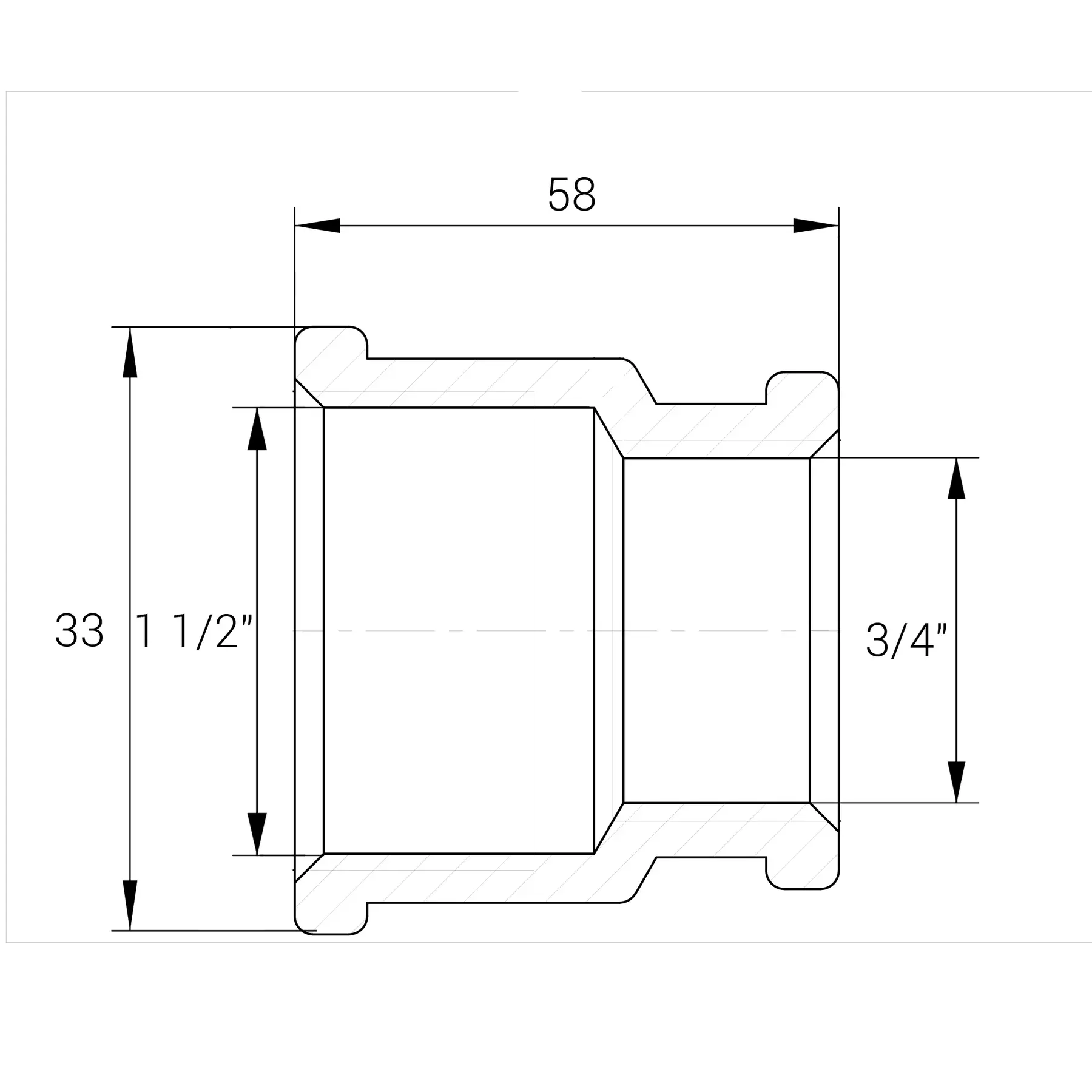 Муфта редукционная латунная 1 1/2"х3/4" ВВ литейная (А0310А) - фото 5