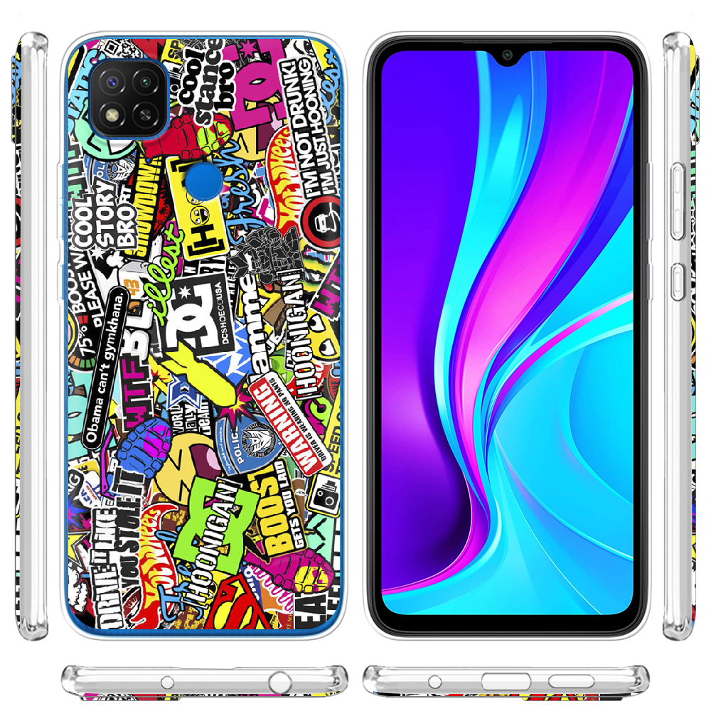 Чохол Boxface Xiaomi Redmi 9C Multicolored Inscriptions Прозорий силікон (40879-up880-40879) - фото 3