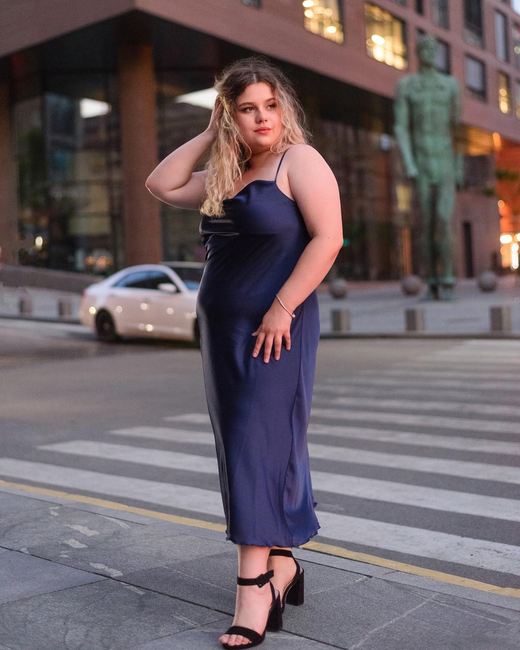 Платье комбинация женское длинное шелковое Темно-cиний (2092289651) - фото 2 Платье комбинация женское длинное шелковое Темно-cиний (2092289651) - фото 2