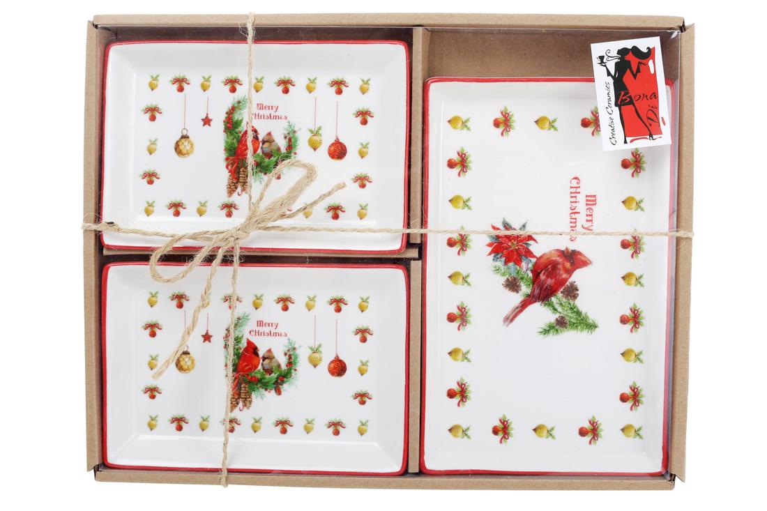 Тарелка фарфоровая BonaDi Merry Christmas 3 шт. (283-109)