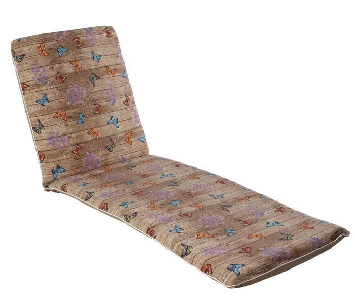 Матрас для шезлонга Ost-Fran Uni лонета 190х58х5 см Бежевый с бабочками (3064)