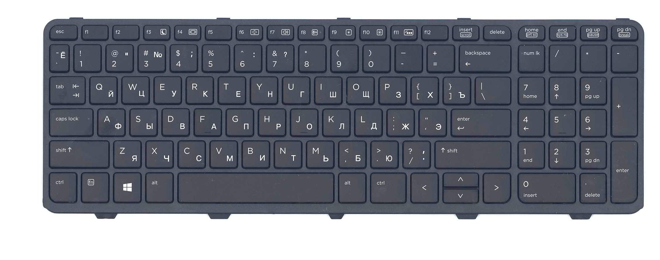 Клавиатура для ноутбука HP 450 G2 с подсветкой Light Black Frame Black