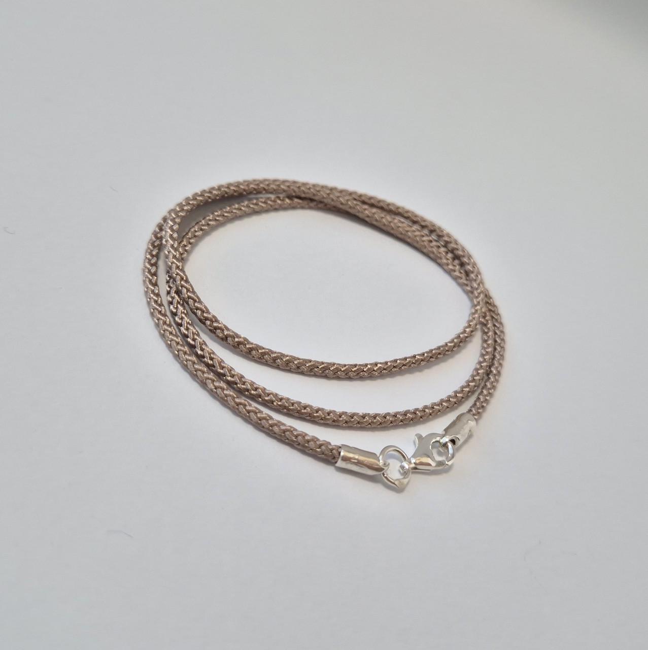 Шнурок на шию шейк срібло 925 проби 0,98 г 2 мм 55 см Коричнево-бежевий (6010/2ш) - фото 4 Шнурок на шию шейк срібло 925 проби 0,98 г 2 мм 55 см Коричнево-бежевий (6010/2ш) - фото 4