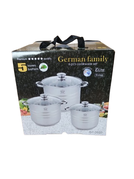 Набір каструль з кришками German Family GF-2037 нержавіюча сталь 6 пр. (GF-2037) - фото 2 Набір каструль з кришками German Family GF-2037 нержавіюча сталь 6 пр. (GF-2037) - фото 2
