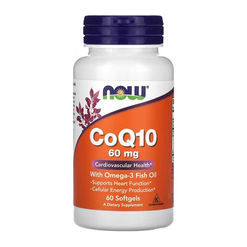 Коензим NOW CoQ10 60 мг with Omega-3 60 капс. (09505-01)