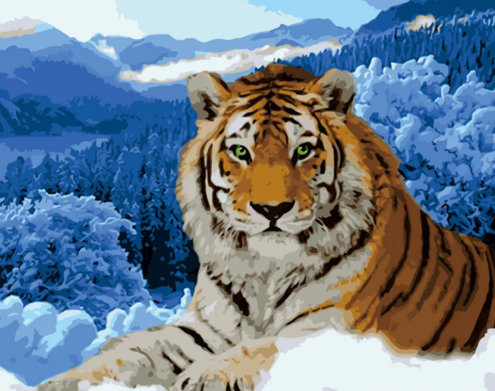 Картина по номерам Strateg Тигр на снегу 40x50 см (VA-2698)