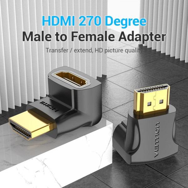 Адаптер-перехідник кутовий Vention HDMI 4K Male - Female Чорний (AINB0) - фото 2