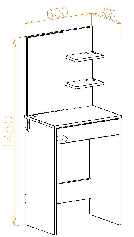 Туалетний столик MEBLIBUD DIG з шухлядою з дзеркалом 60х40х145 см Білий - фото 4