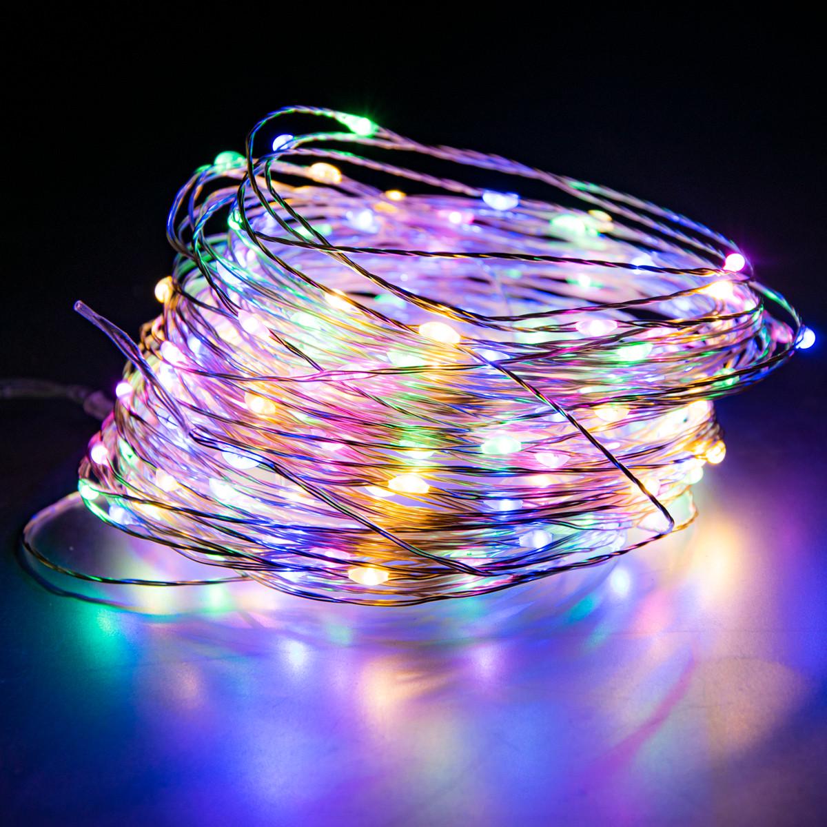 Гірлянда новорічна світлодіодна на батарейках "Крапля роси" 200 LED Multi 20 м Різнобарвний