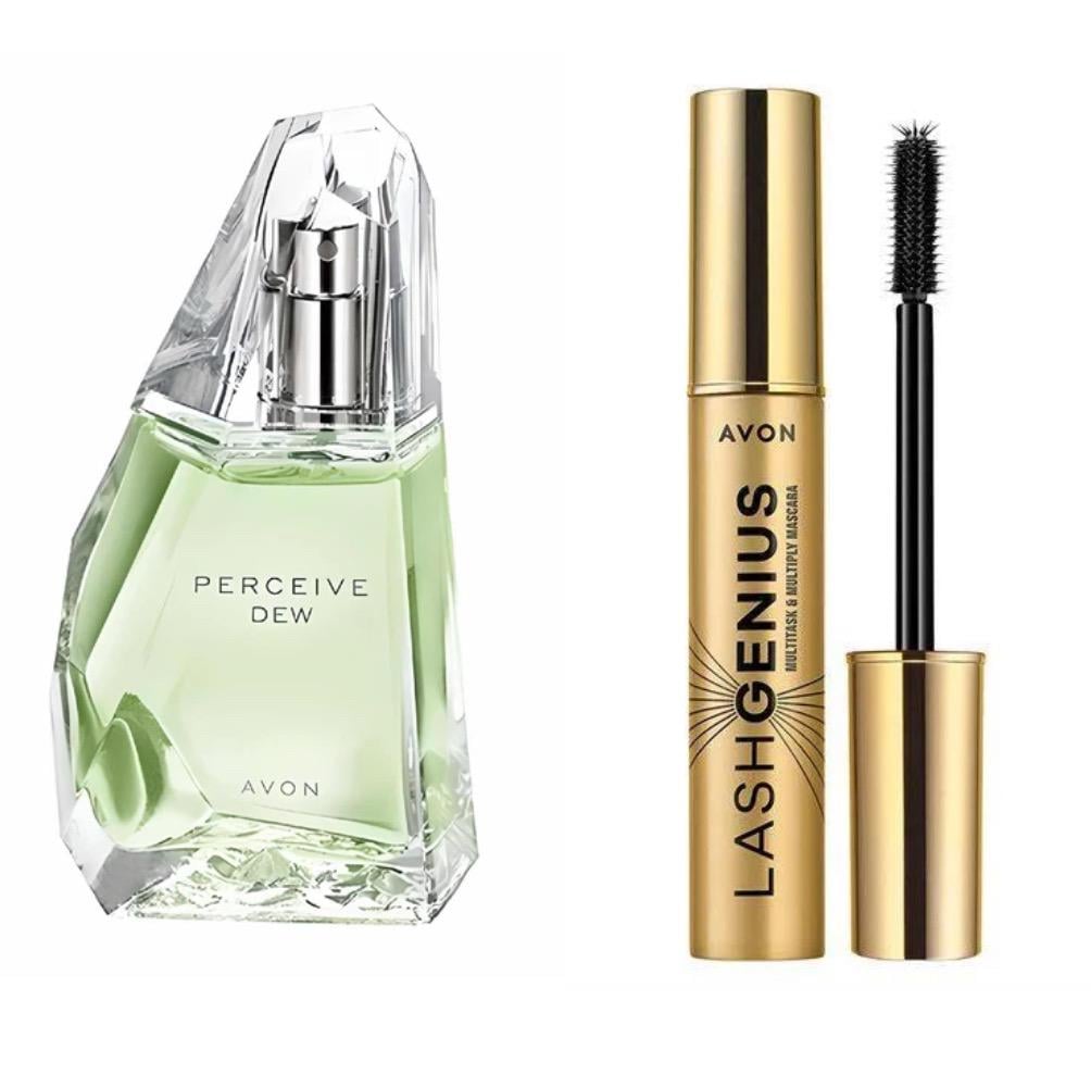 Набір парфумований жіночий Avon Perceive Dew 2в1 50 мл/Туш для вій Avon True One Lash Genius Mascara 5в1 10 мл Чорний