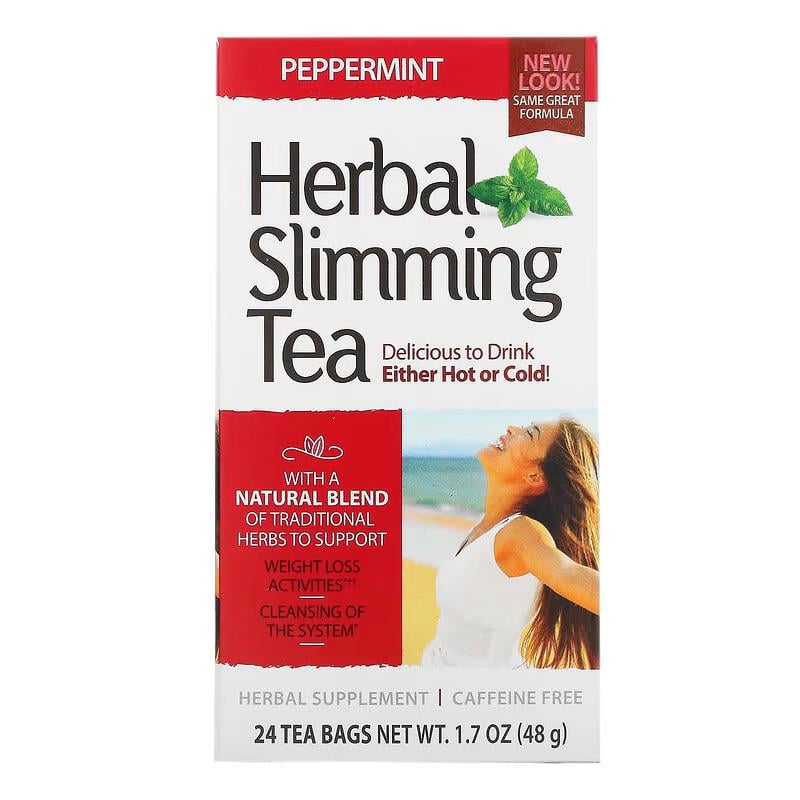 Рослинний чай для схуднення 21st Century Herbal Slimming Tea Caffeine Free 24 Tea Bags Peppermint