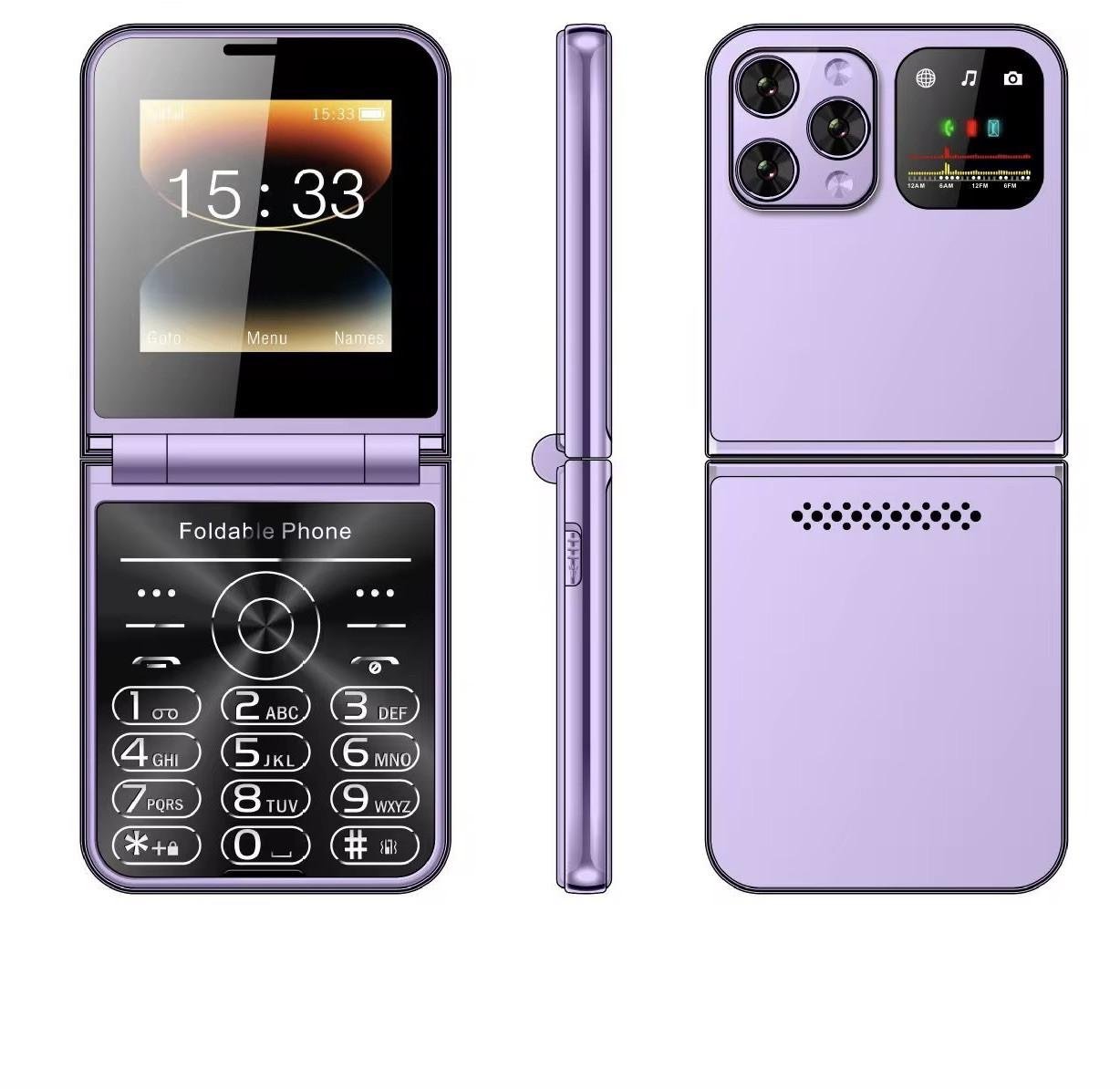 Кнопочный телефон складной мобильный SERVO Foldable Phone I16 Max 4SIM Фиолетовый - фото 7 Кнопочный телефон складной мобильный SERVO Foldable Phone I16 Max 4SIM Фиолетовый - фото 7