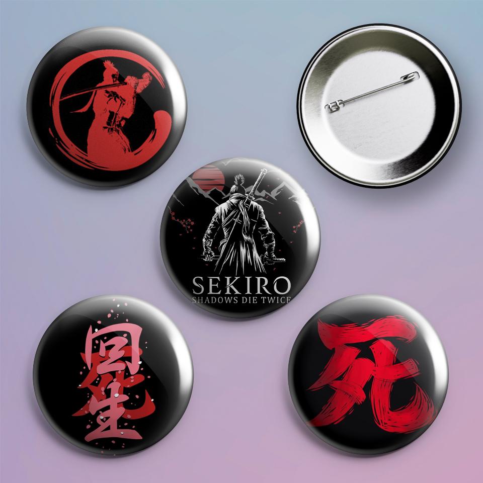 Значки на рюкзак с принтом игры Sekiro: Shadows Die Twice 4 шт.