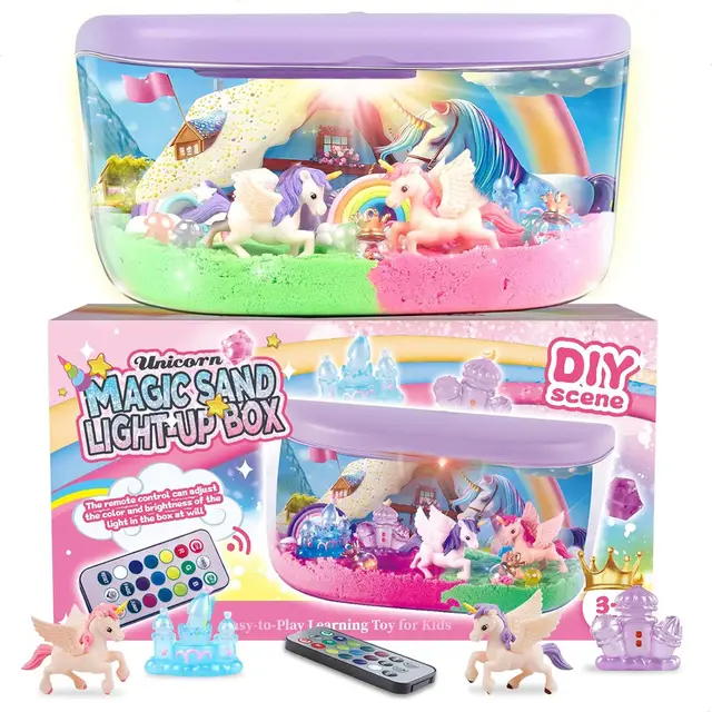 Интерактивный детский игровой набор мини-терариум MAGIC SANd LIGHT UP BOX 14х17 см с LED-подсветкой и пультом управления пластик (opt-104477)