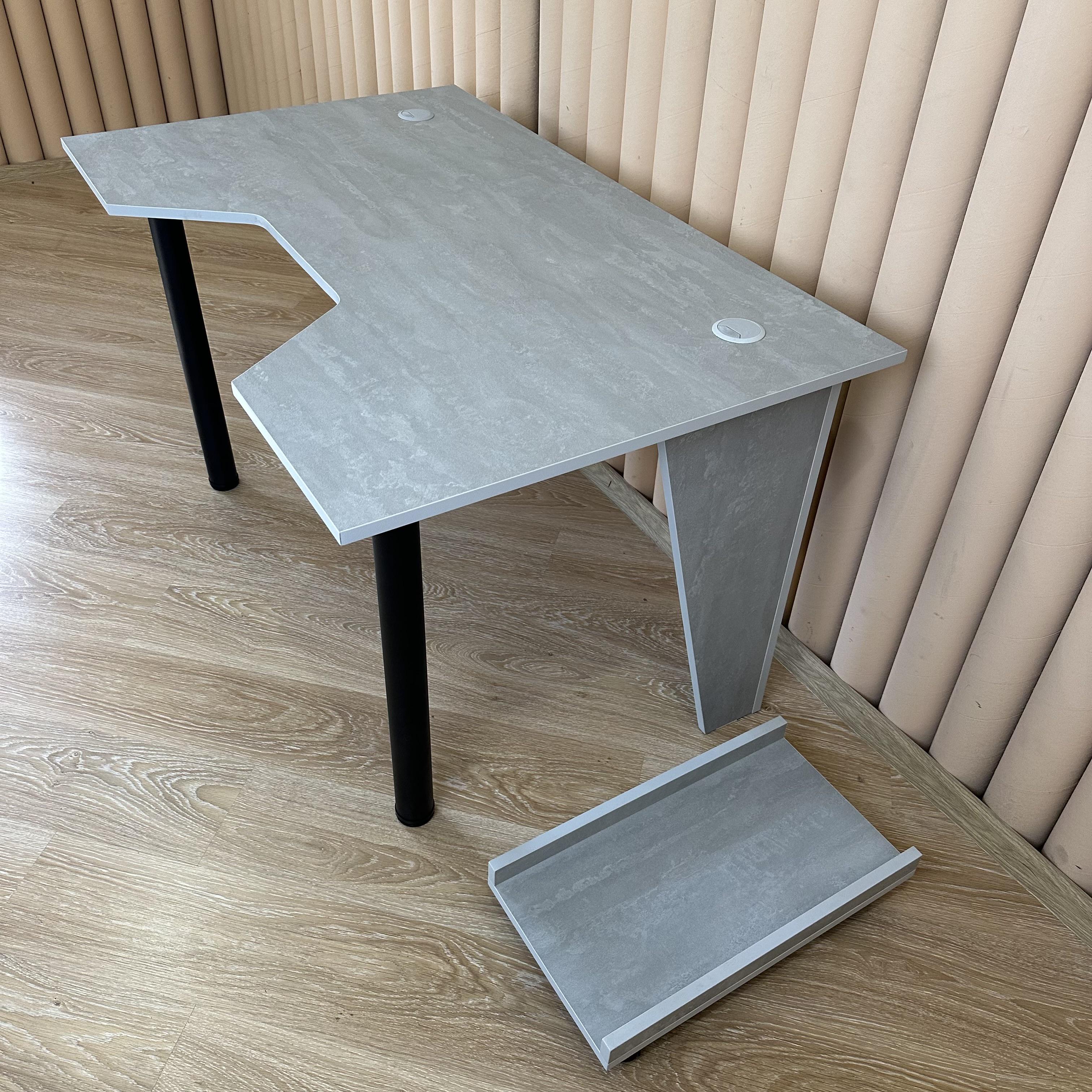 Стол компьютерный геймерский Drom Square Stone с подставкой для ПК Светло-серый