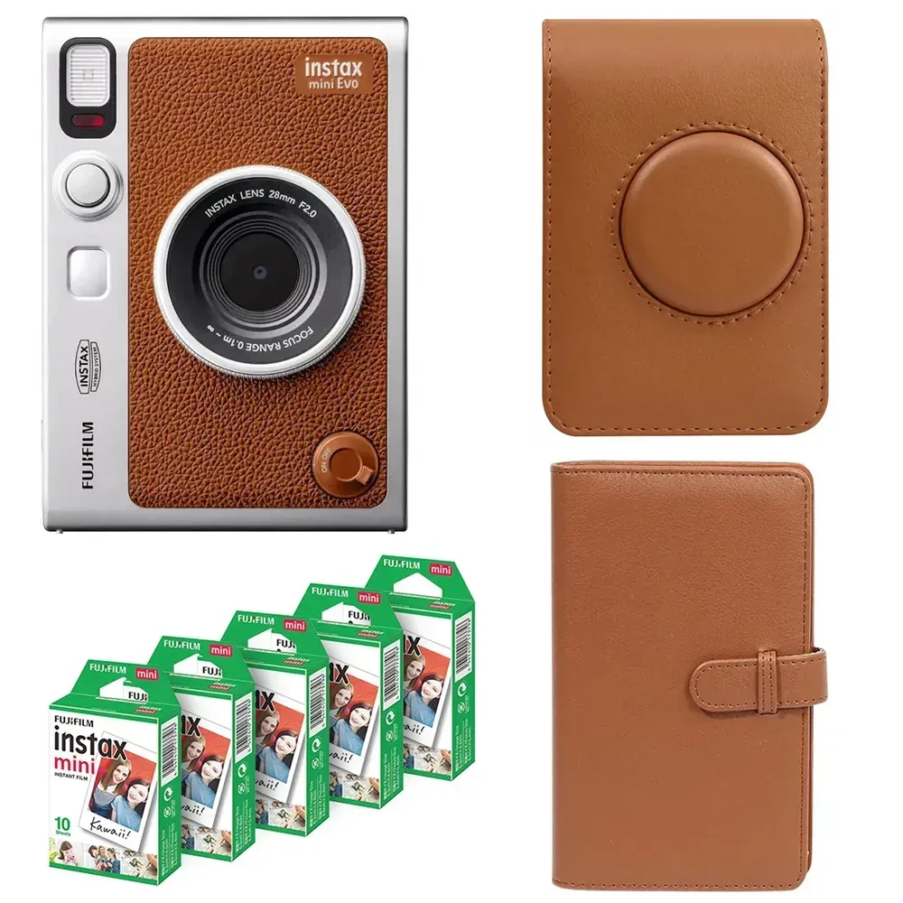 Подарочный набор Fujifilm Instax Mini EVO фотобумага 50 шт./чехол/фотоальбом 108 фото Коричневый