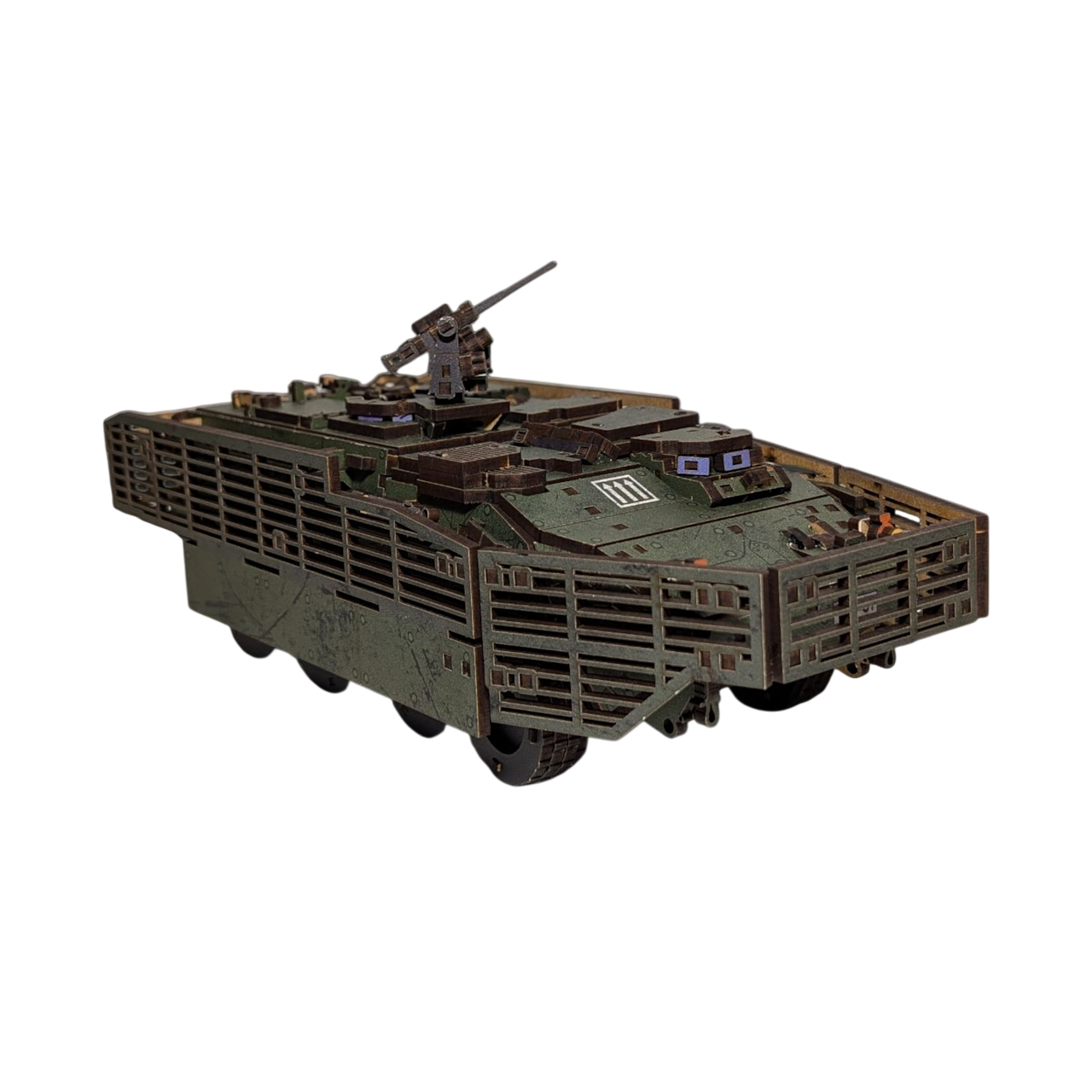 Пазл картонный из дерева механический 3D TimberBricks БТР М1126 Stryker 433 деталей/дополнительные защитные экраны