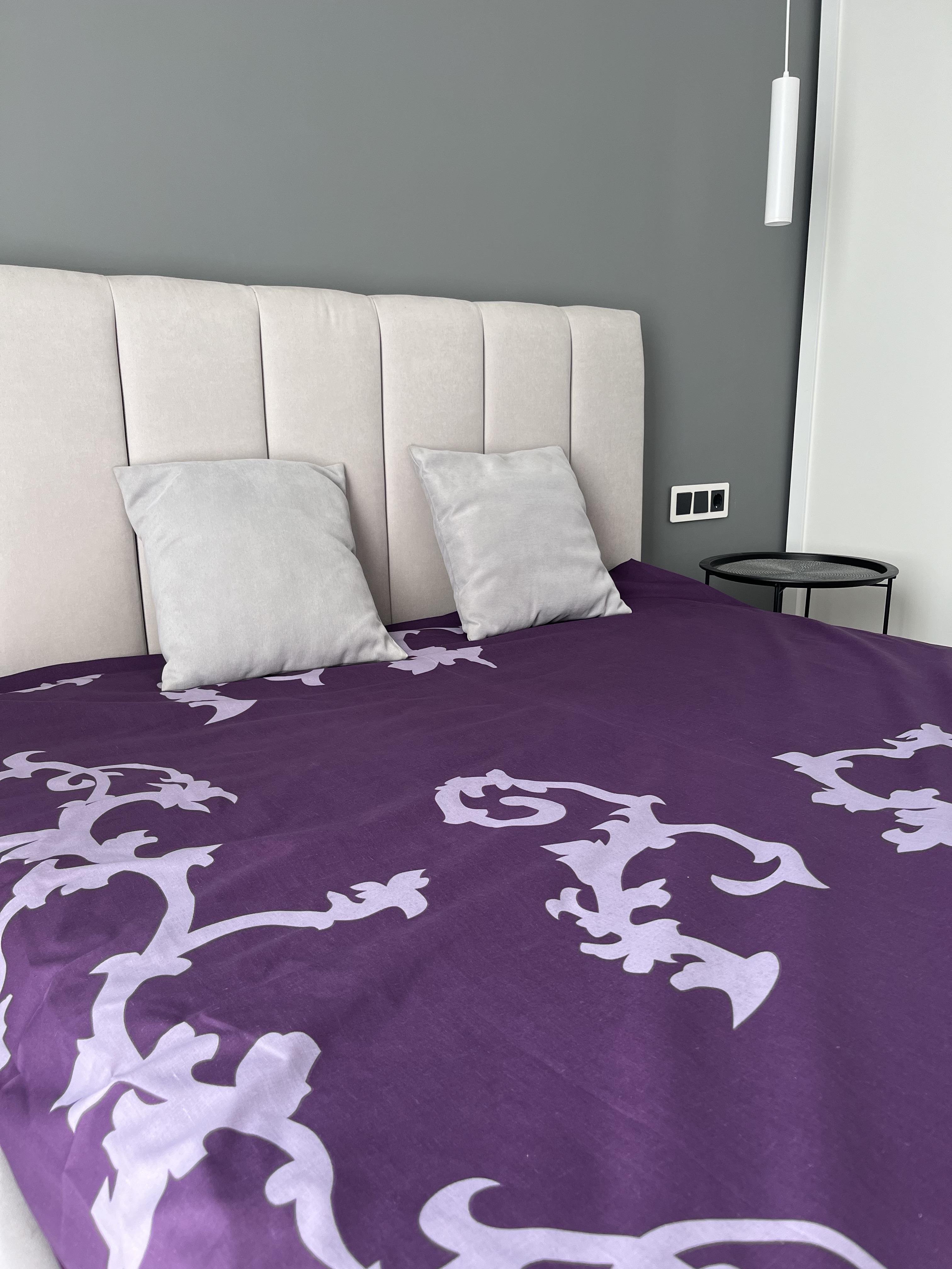 Простынь Вензельки на резинке бязь голд 180х200 см Фиолетовый (Glux-08-072/-180x)