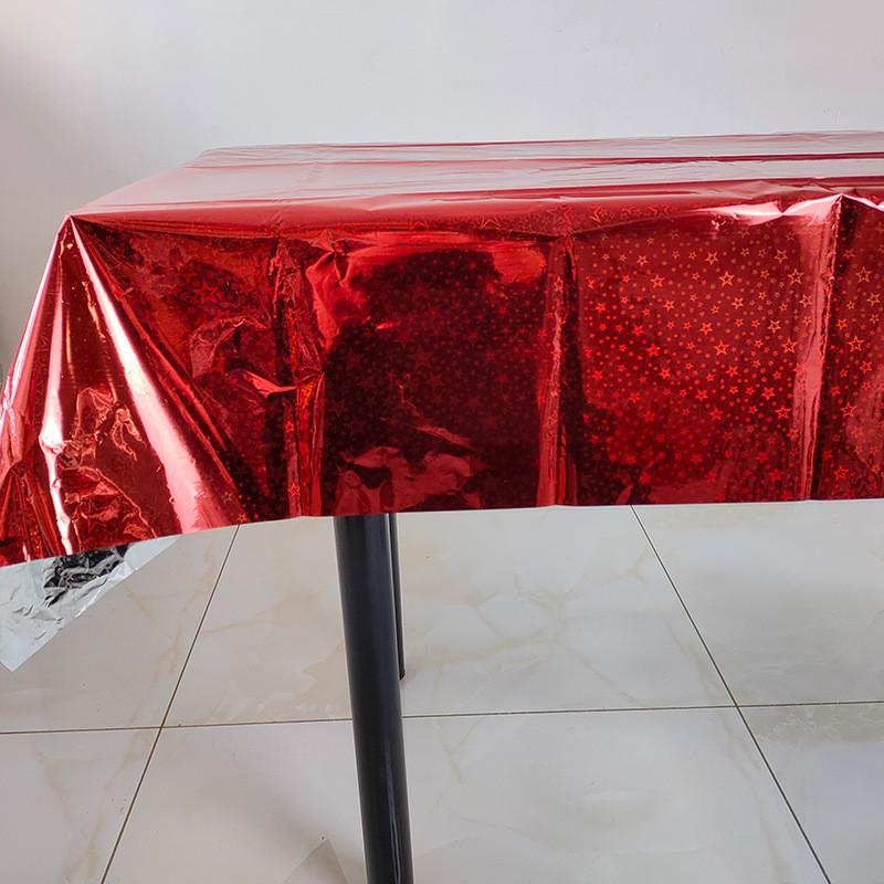 Скатерть клеенка из фольги с голограммой 270x100 см Красный (18256/2)