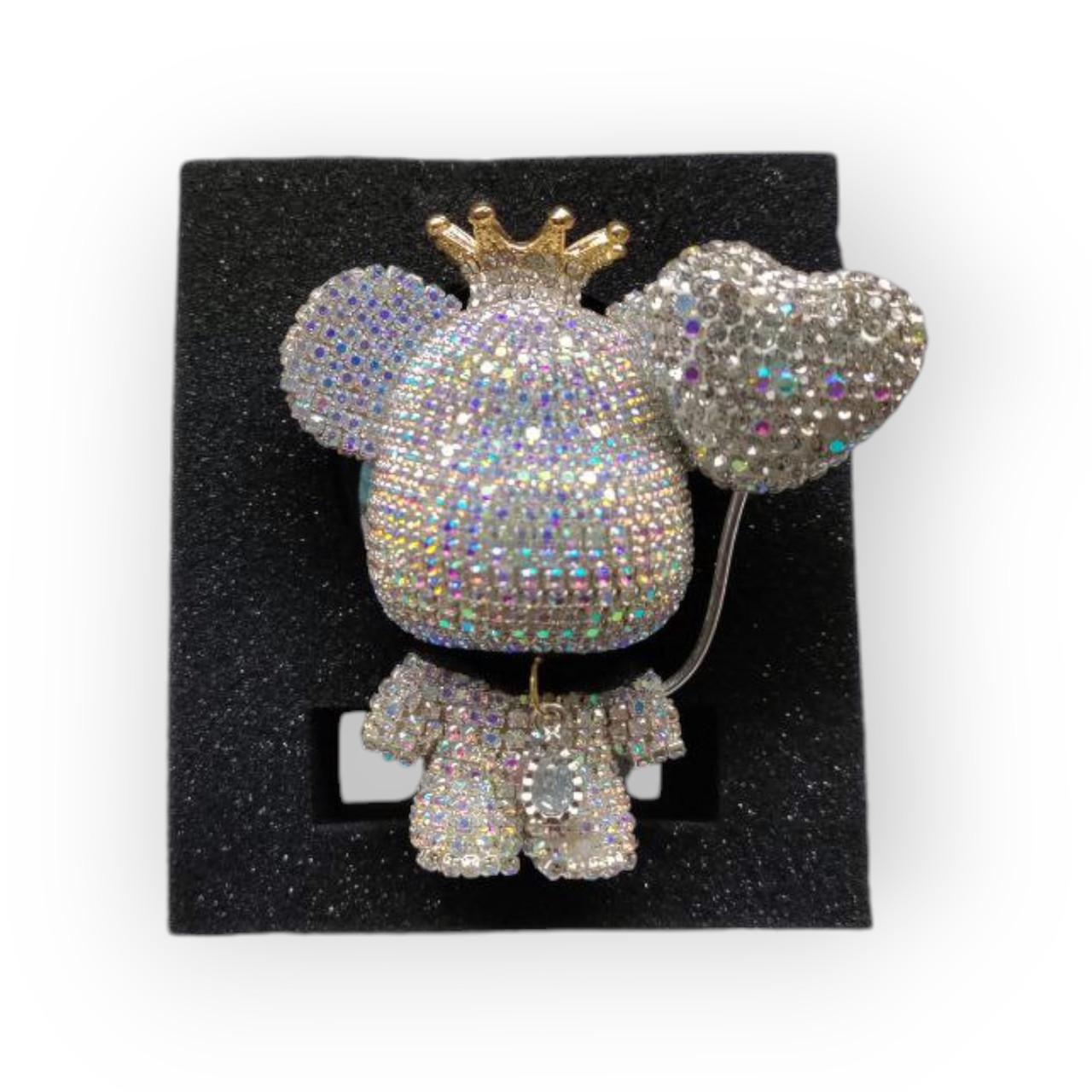 Ароматизатор для авто багаторазовий Діамантовий ведмедик з серцем на решітку Білий (2297352165)