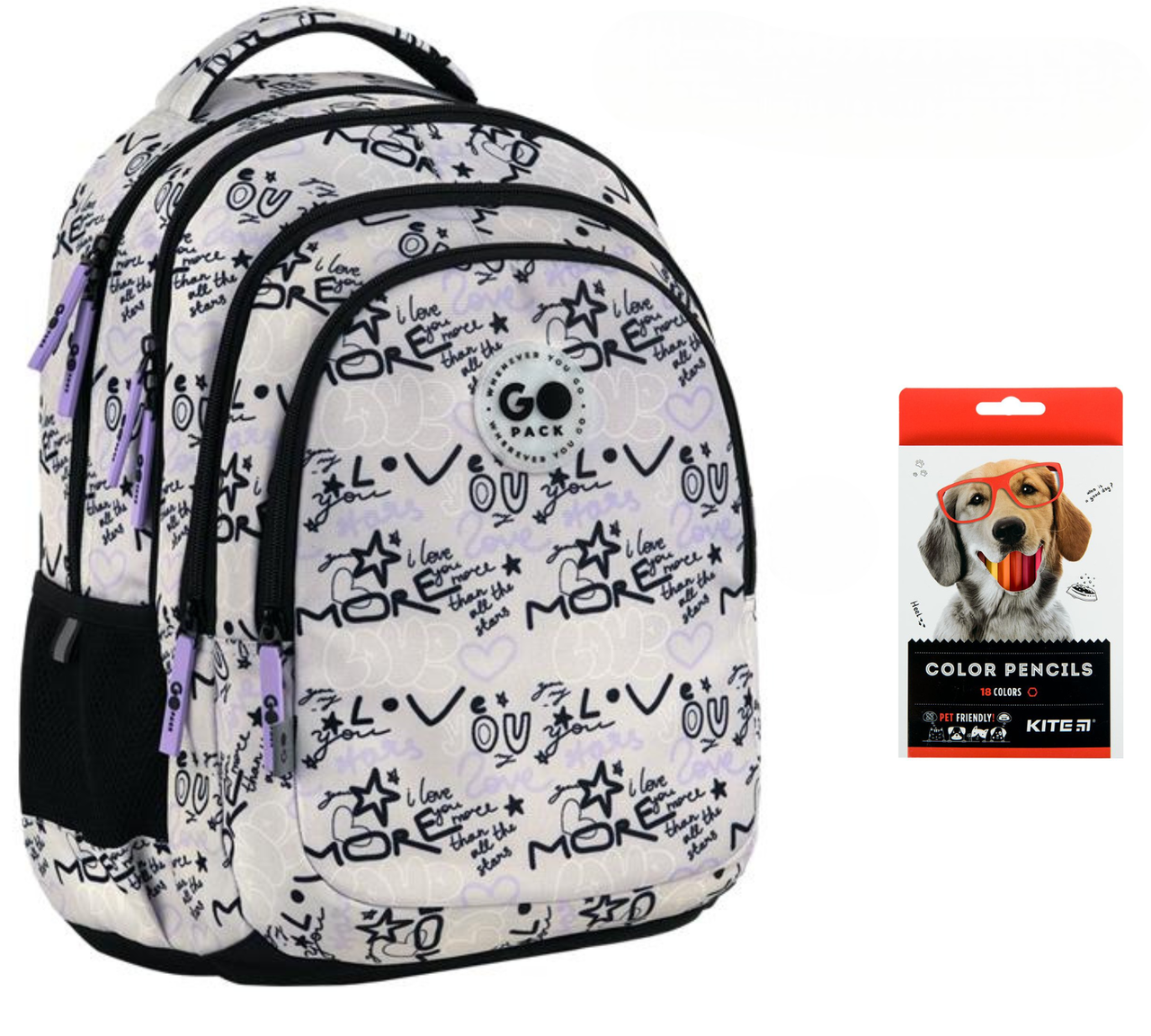 Рюкзак школьный GoPack Teens GO26-162M-1 и карандаши KITE 18 цветов (2905030990)