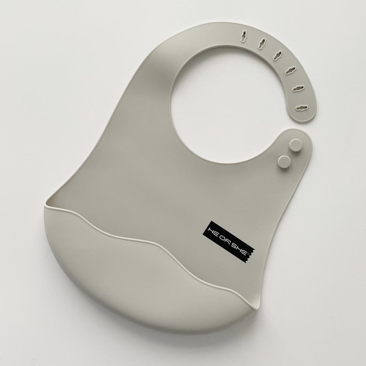 Слюнявчик силиконовый HEORSHE Gray - фото 1 Слюнявчик силиконовый HEORSHE Gray - фото 1