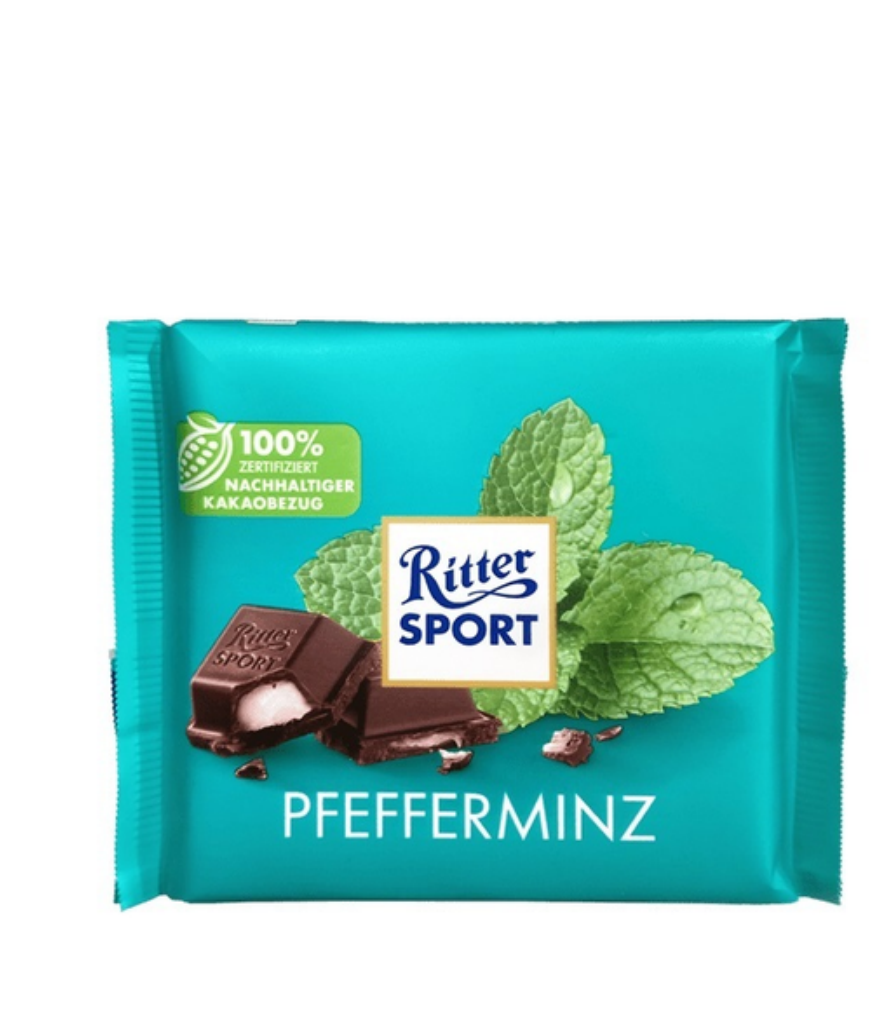 Шоколад Ritter Sport Pfefferminz чорний з кремово-м'ятною начинкою 100 г (57693)