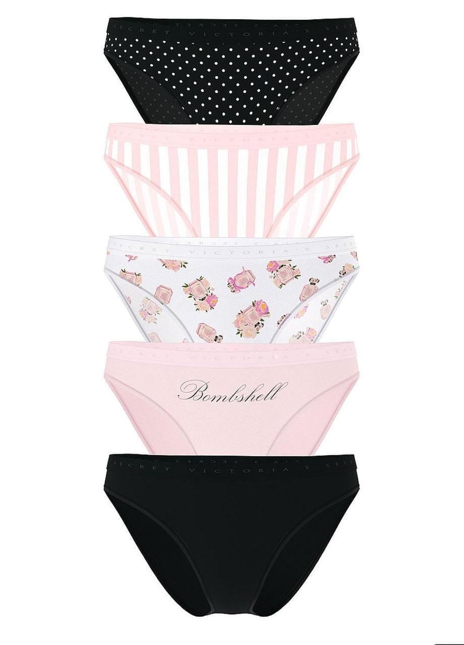 Набор трусиков Victoria Secret Stretch Cotton Bikini 5 шт. L Разноцветный (2692797158)