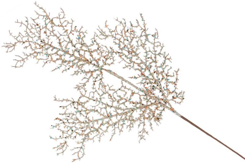 Веточка новогодняя 839417 80 см Коралловый/Золотой