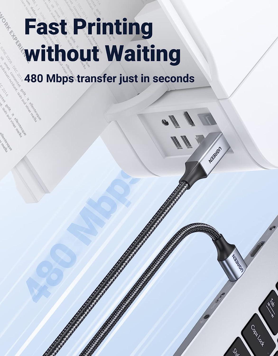 Кабель для принтера UGREEN USB-USB Type-B 2.0 480 Мбіт/с 2A USB-A на USB-B нейлонове обплетення 2 м Чорний (80803) - фото 11